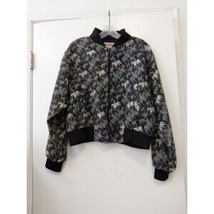 Phelan's Sausalito Vintage Tapestry Horse Novelty Jacket Black White Green Med